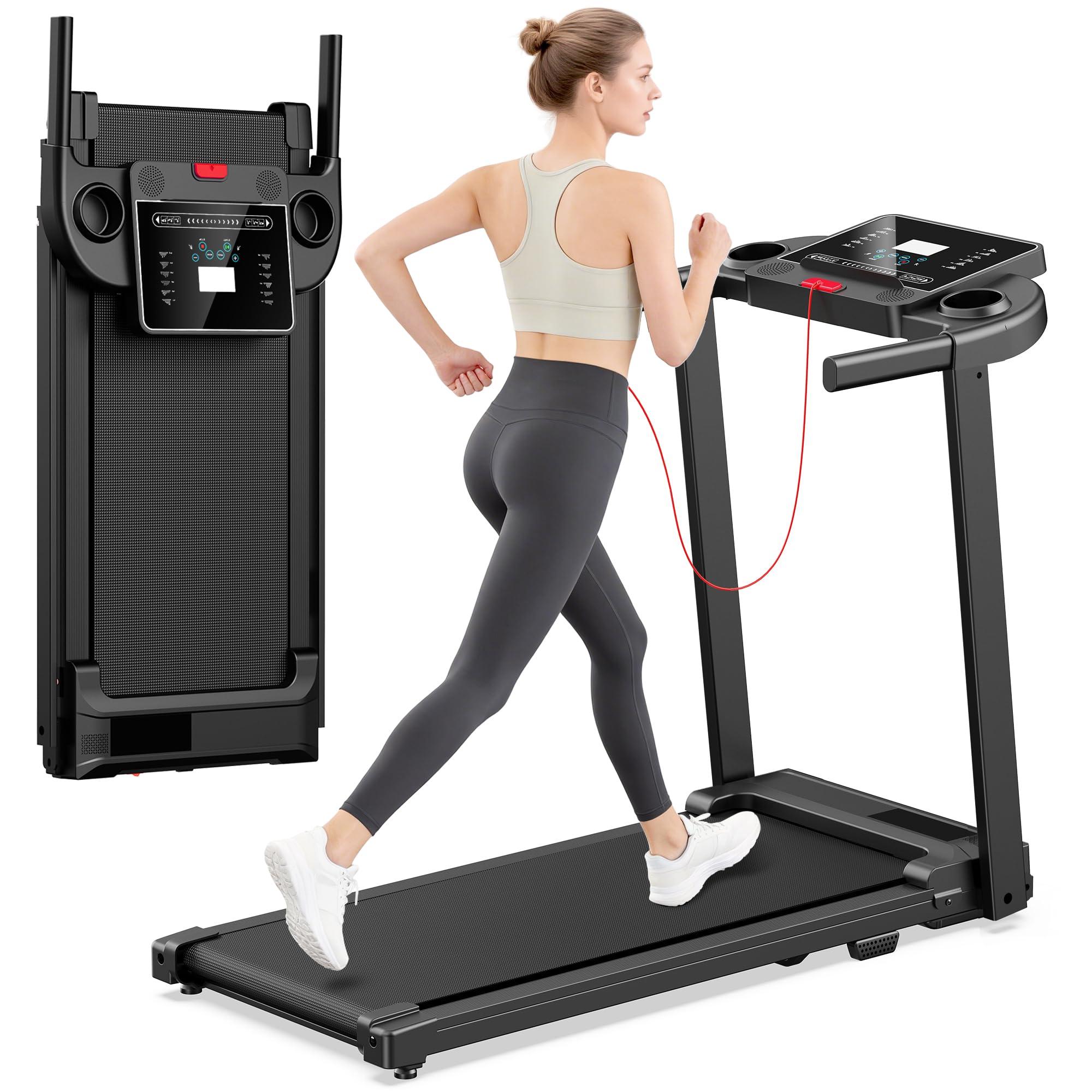 Treadmills for Home Walking Pad Machine- Foldable Treadmill with Handle Bar for Running Jogging Gym Compact Portable Small Caminadora Electrica Folding Tred Mills Motor & LED Dispay Pcrignbm