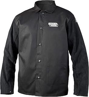 unisex adult Traditional Split Leather Sleeved Welding Jacket, Black, Medium US
