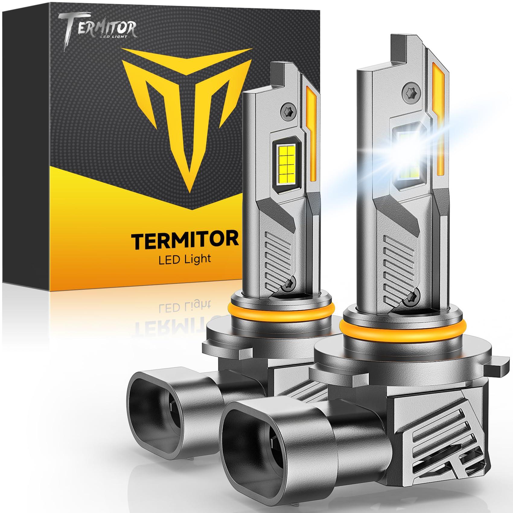 Termitor 9005/HB3 Light Bulbs, 50,000LM 12X Super Brightness, 1:1 Mini Size with Cooling Fan, 6500K Cool White, IP68, Plug and Play, 95%+ Vehicle Adaptability, 9005 Special Bulbs, Pack of 2