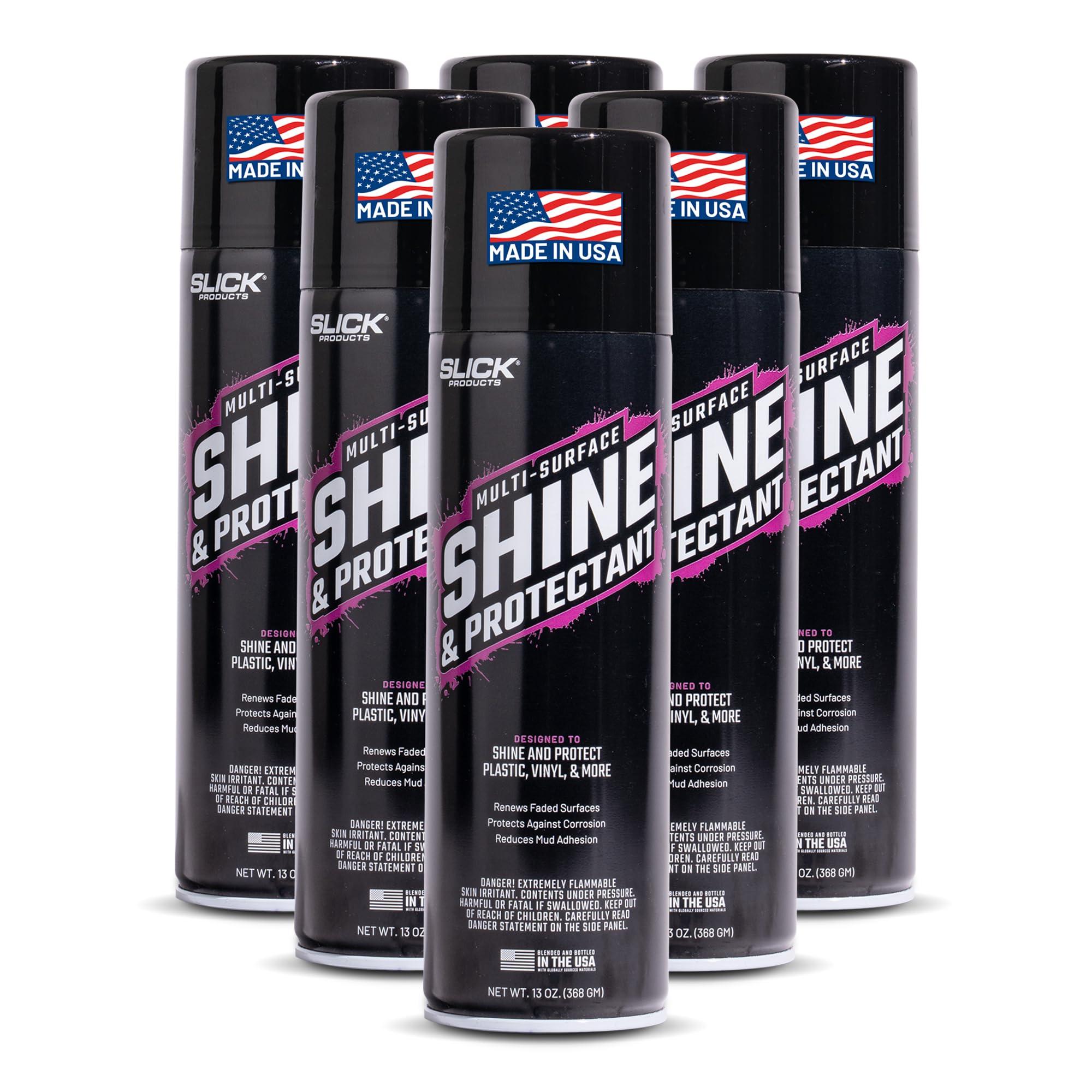 Slick Products Multi-Surface Shine & Protectant Spray, Renew Vinyl, Plastic, Rubber, Trim, Car, Truck, Motorcycle, Dirt Bike – UV Protection, No Drip Formula, 17.35 fl oz (6-Pack)