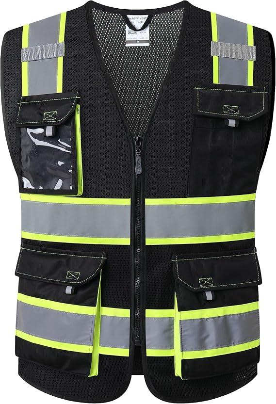 JKSafety Hi-Vis Reflective Safety Vest, 5 Pockets