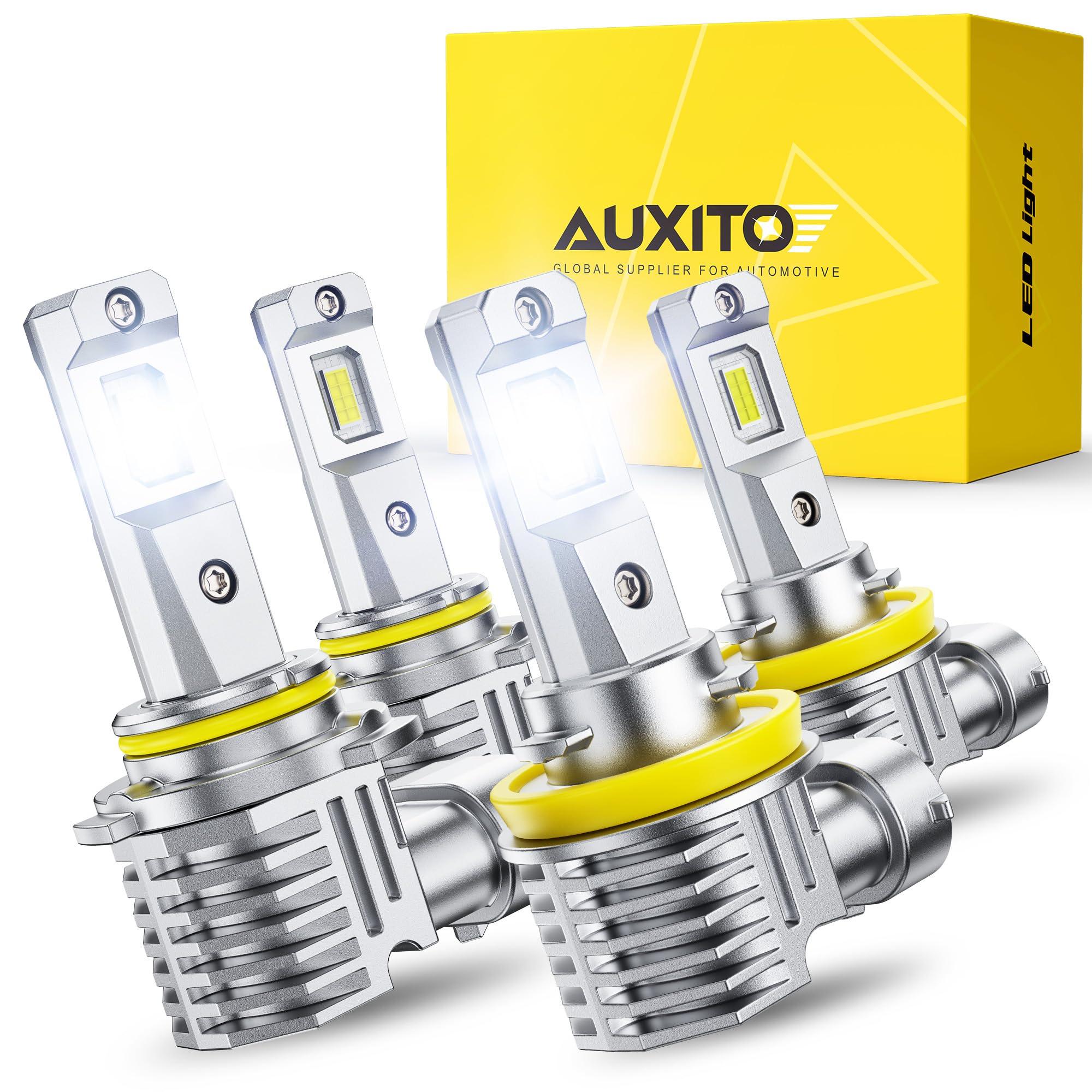 AUXITO 9005 H11 Bulbs, 80000LM Brighter Ultra-Bright, Plug N Play, Long Lifespan, No Flicker, 99% Compatibility, 4PCS