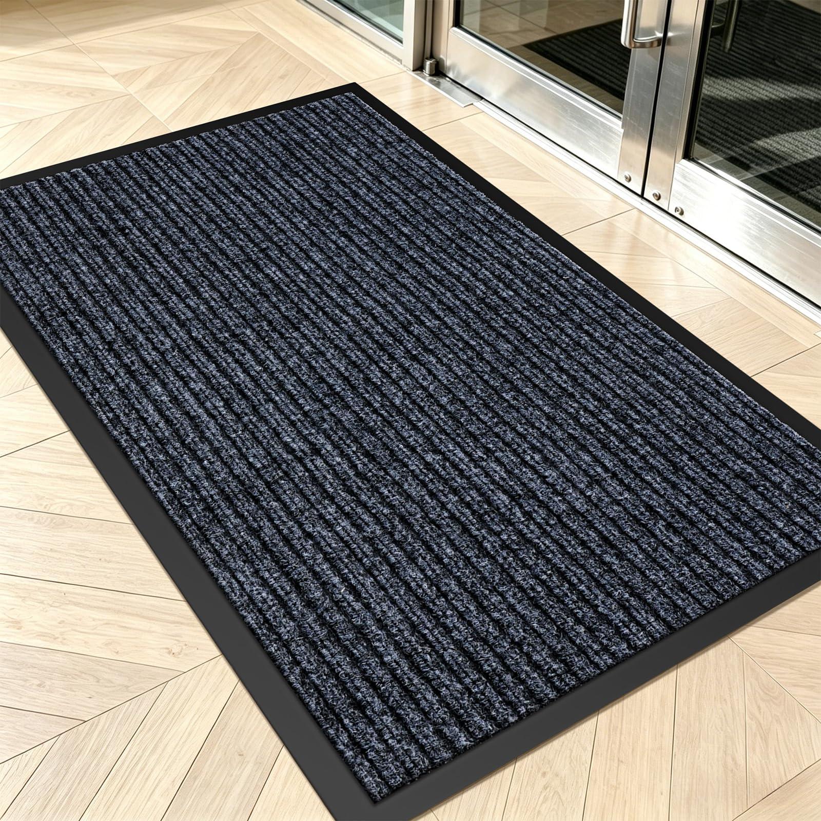 Commercial Floor Mat Non-Slip Waterproof, 35"x24" Front Door Mat for High Traffic Areas, Easy Clean Low Profile Durable Rug, for Entryway, Indoor/Outdoor, Office, Industrial, Garage, Grey
