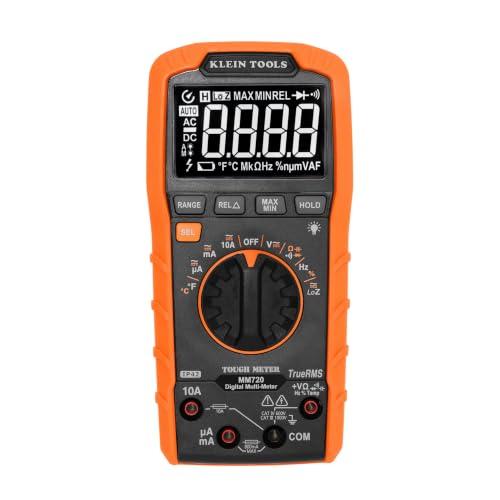 Klein Tools MM720 Digital Multimeter, Auto-Ranging TRMS, Low Impedance (LoZ), 1000V AC/DC Voltage, 10A AC/DC Current, 60 MOhms Resistance