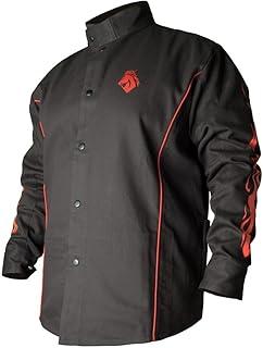 BLACK STALLION BSX® FR Welding Jacket - Black w/Red Flames - MEDIUM