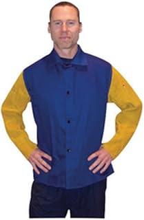 Tillman 9230 30" 9 oz. Blue FR Cotton/Leather Welding Jacket, Small