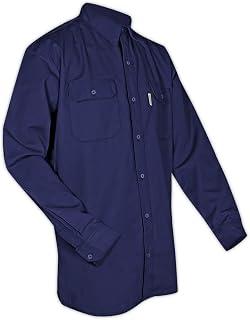 Magid SBN70DHL SBK70DH/SBN70DH Dual-Hazard 7.0 oz. FR 88/12 Work Shirts, Navy, Large, Flame Resistant Cotton Blend