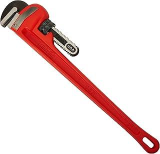 31030 Heavy-Duty Straight Pipe Wrench, 24" Sturdy Plumbing Wrench with Self Cleaning Threads and Hook Jaws, Red, Small