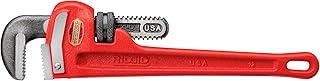 31015 Heavy-Duty Straight Pipe Wrench, 12" Sturdy Plumbing Wrench with Self Cleaning Threads and Hook Jaws, Red, Small