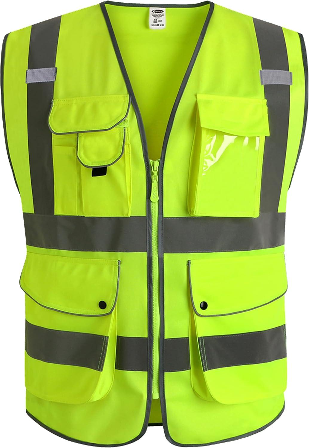 JKSafety Safety Vest JK150, ANSI Class 2, 9 Pockets, Reflective Hi-Vis