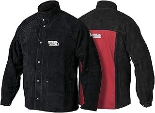 Heavy Duty Leather Welding Jacket | Ideal for High Amperage or Out of Position Welding | Medium | K2989-M,Black/Red