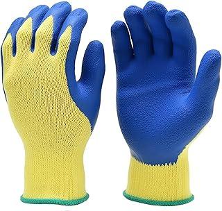 Kevlar Cut Resistant Work Gloves, ANSI Rated, Heavy Duty Safety Gloves with PVC Grip, Slash & Puncture Protection for Glass Handling, Metalworking, Construction, Mechanics & More Large