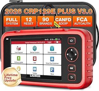 LAUNCH CRP129E Plus V3.0 2026 OBD2 Scanner Diagnostic Tool, Full System Car Code Reader, 12 Reset Service TPMS/Oil/SAS/EPB/BMS/DPF Reset,FCA AutoAuth, Added CANFD&DOIP, Free Update